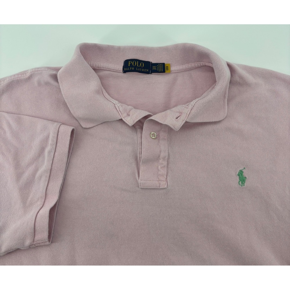 Polo Ralph Lauren Polo Shirt Men's 2XLT Pink Short Sleeve Pique Cotton Pony Logo
